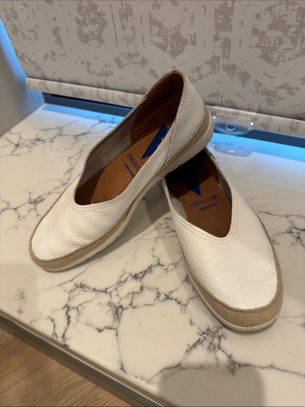 Women’s White Slip-On Leather Espadrille Flats made in Spain